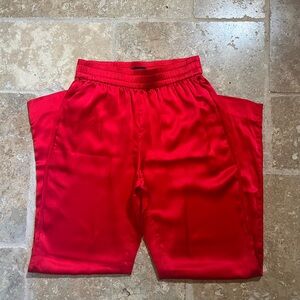 J. Crew Silk Pants Red Pull On Elastic Waist Size 2